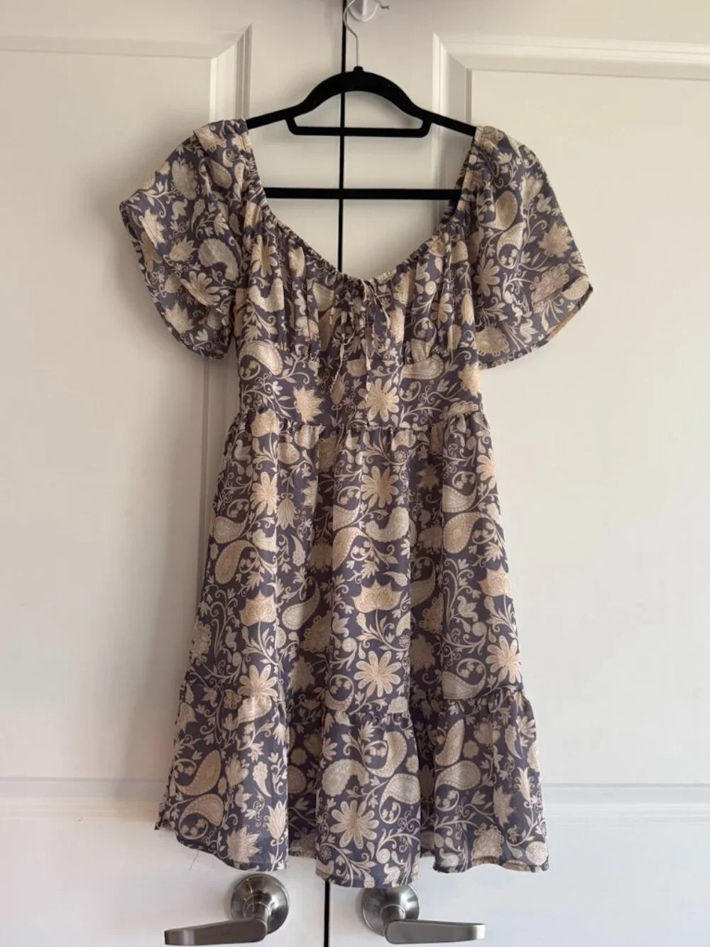 Paisley Floral Babydoll Mini Dress - Picture 1 of 4